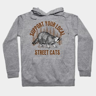 Support Local Street Cats Raccoon Funny Saying Hoodie